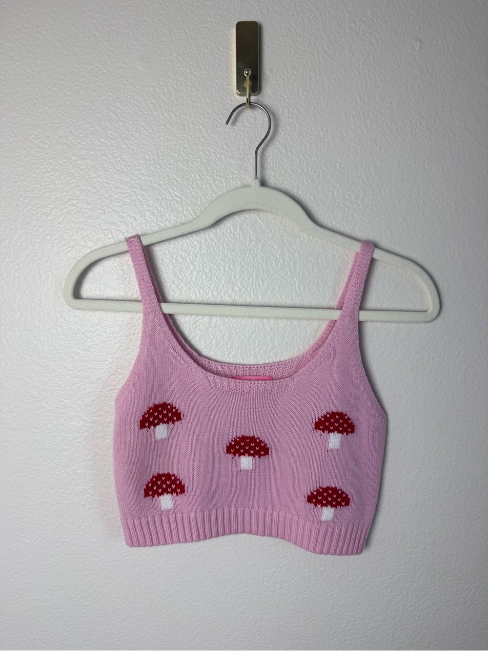 Dolls Kill Sugar Thrillz Crop Top Womens Small Pink Mushroom Dollcore Kawaii Y2K